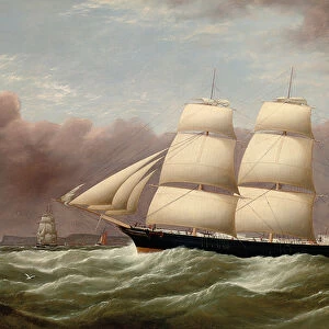 The Barque Alfred Hawley off the Skerries on her way into Liverpool, 1860 (oil on canvas)