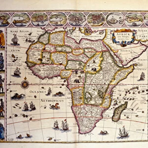 Map of Africa from William Blaeus Atlas. At the top are the cities of Tangier, ceuta