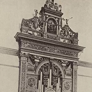 Organ in Chiesa del Ospedale, Siena (b/w photo)