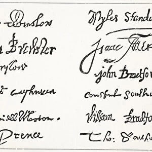 Signatures of the Pilgrim Fathers, illustration from Hutchinson
