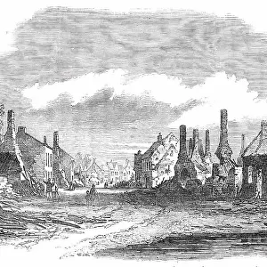 Scene of the Fire at Cottenham - sketched from Lambs Corner, 1850. Creator: Unknown
