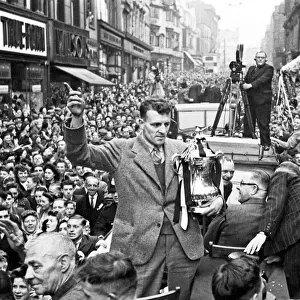 The Derby County team return home with the FA Cup trophy following their victory over