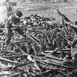 The Suez crisis - A stack of Russian and Czech-made rifles