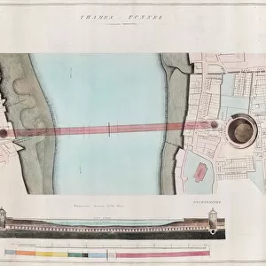 Print of Thames Tunnel Plan, 1842