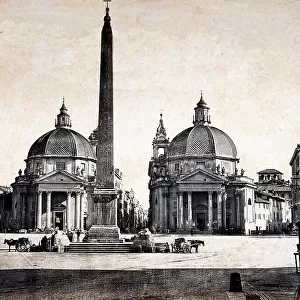 Church of Santa Maria dei Miracoli, Church of Santa Maria di Montesanto and the Obelisco Flaminio, Piazza del Popolo, Rome