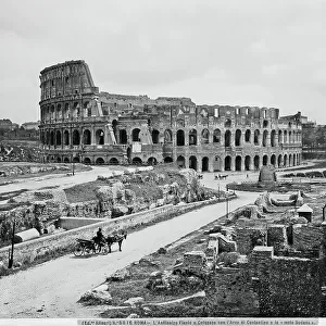 The Colosseum, the Meta Sudante and, on the right, the arch of Costantine
