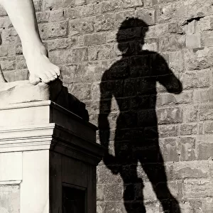 Shadow of the copy of the statue of David, Piazza della Signoria, Florence