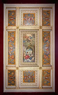 Signs Framed Print Collection: Chiswick House, Red Velvet Room ceiling J970259