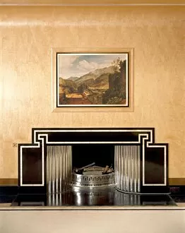 Art deco Fine Art Print Collection: Dining Room fireplace, Eltham Palace J990127