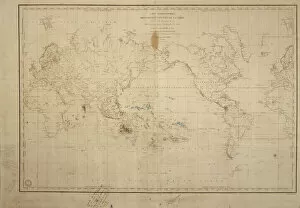 World Photographic Print Collection: Map of the world with annotations by Darwin J970111