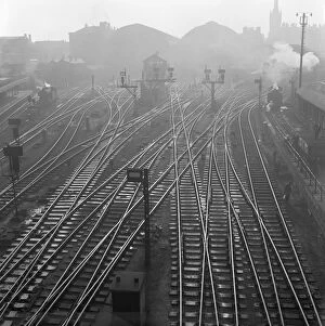 Railways Pillow Collection: Railway tracks, Kings Cross a073103