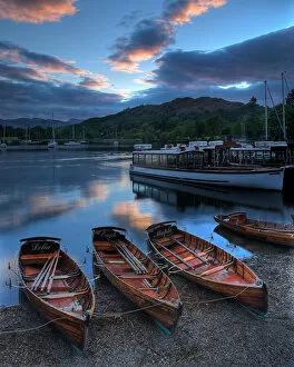 Windermere Canvas Print Collection: Rowing boats at Ambleside N060978