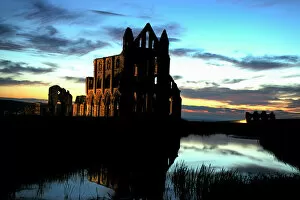 Whitby Premium Framed Print Collection: Whitby Abbey at sunset N080807