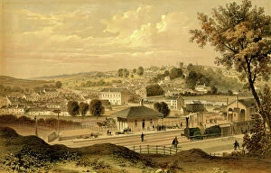 Swansea Collection: Lithograph of Bridgend Station, c. 1850
