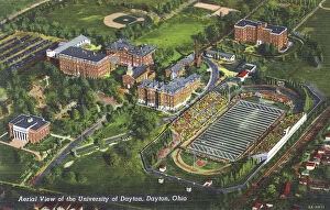Related Images Tote Bag Collection: Aerial view of University, Dayton, Ohio, USA