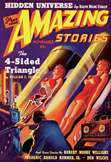 Magazines Collection: Amazing Stories Scifi magazine cover - Futuristic Human Cloning