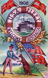 Related Images Tote Bag Collection: The American Great White Fleet arrives in Australia
