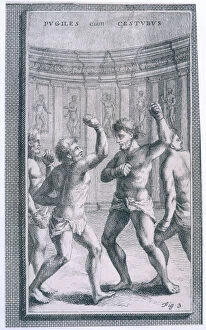 Boxers Collection: Ancient Roman athletes boxing in leather gloves