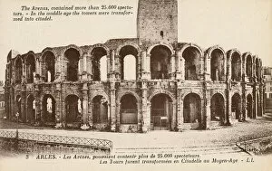 Roman Empire ruins Canvas Print Collection: Arles, France - exterior of the Roman amphitheatre