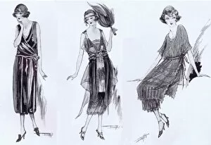 Art deco Fine Art Print Collection: Art deco fashion sketches, London, 1921