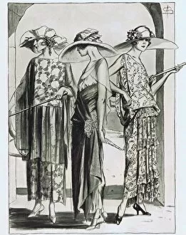 Art deco Fine Art Print Collection: Art deco fashion sketches, London, 1921