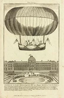 Royal Aeronautical Society Fine Art Print Collection: Balloon ascent from Tuileries Gardens, Paris