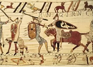 Textile art Collection: Bayeux Tapestry. 1066-1077. Battle of Hastings