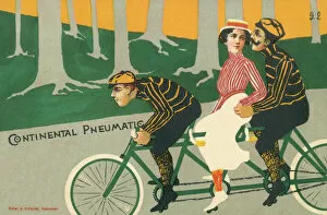 New Items from the Grenville Collins Collection Premium Framed Print Collection: Bicycle Made For Three - Continental Pneumatic Advert
