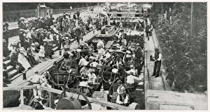 New Images August 2021 Framed Print Collection: Boulters Lock - on Ascot Sunday, packed with rowing boats in the lock on the River