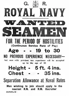 War Time Collection: British Royal Navy recruitment poster, WW1