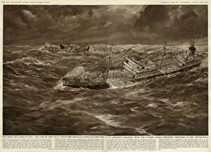 1954 Collection: Cargo ship Tresillian wrecked in storm, 1954
