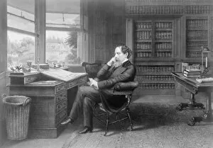 Charles Dickens Canvas Print Collection: Charles Dickens in his study at Gadshill