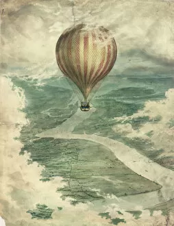 Charles Green Premium Framed Print Collection: Charles Greens Nassau balloon over Medway, Kent