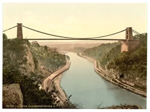 Bristol Canvas Print Collection: Clifton suspension bridge from the cliffs, Bristol, England