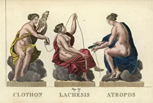 Greek mythology Collection: Clotho, Lachesis and Atropos, the Greek Fates or Moirai