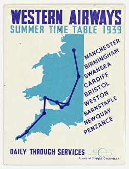 Swansea Framed Print Collection: Cover design, Western Airways timetable