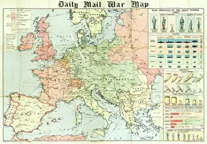 Maps and Charts Metal Print Collection: Daily Mail War Map, WW1
