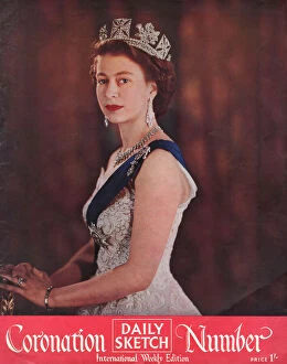 Tiara Collection: Daily Sketch Coronation Number 1953 Queen Elizabeth II