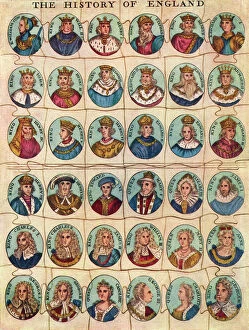Royalty Mouse Mat Collection: Early jigsaw puzzle showing Kings & Queens of England