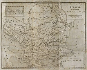 Albania Metal Print Collection: European Turkey map by Th. Duvotenay