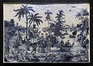 Rivers Photographic Print Collection: Faience plate painted with a Chinoiserie decoration. C. 1670