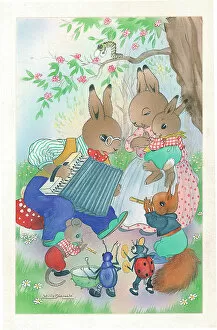 The J Salmon Archive Collection Jigsaw Puzzle Collection: Family of Rabbits (Bunnies) in domestic setting