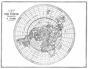 Flat Earth Metal Print Collection: Flat Earth map of the world showing it to be a plane