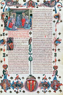 Barcelona Pillow Collection: Folio of Codex of the Usages depicting the Catalan Parlia