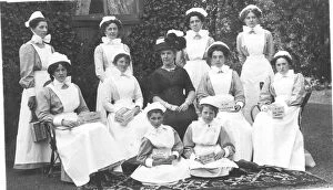 Nursing Canvas Print Collection: Formal group of ten nurses with collecting boxes, and lady