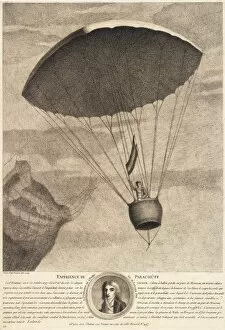 Royal Aeronautical Society Fine Art Print Collection: Garnerin descending in his parachute, Paris