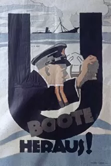 Sunk Collection: German propaganda poster, U Boote Heraus!, WW1
