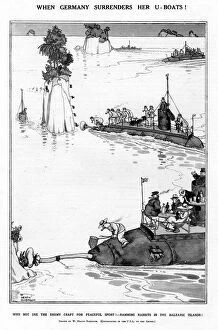 Heath Robinson Pillow Collection: When Germany Surrenders her U-Boats by Heath Robinson, WW1