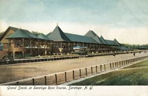 Related Images Photo Mug Collection: Grandstand at Saratoga Race Course, NY State, USA
