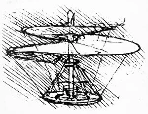 Leonardo da Vinci Fine Art Print Collection: Helicopter design by Leonardo Da Vinci